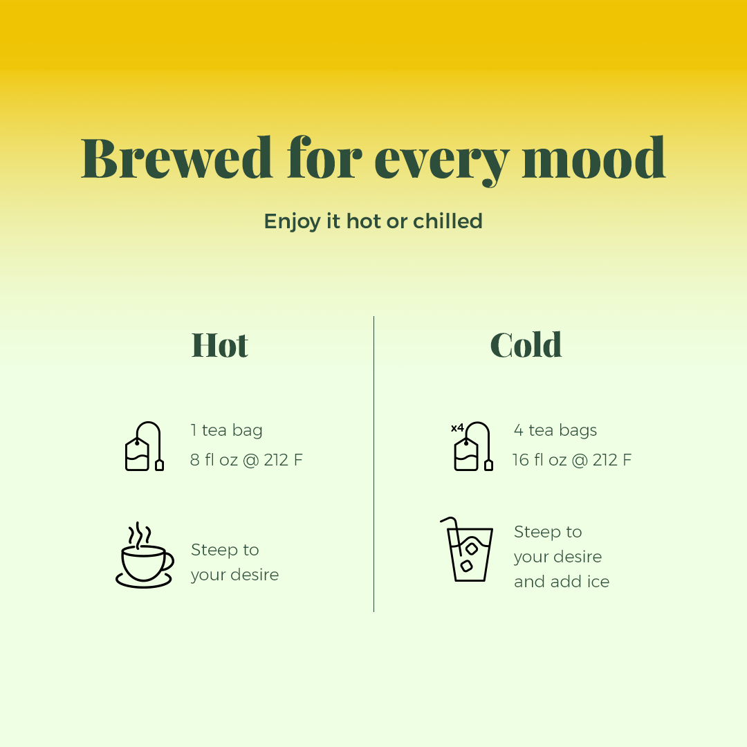 Infographic that shows how to brew sleep tea hot and cold.