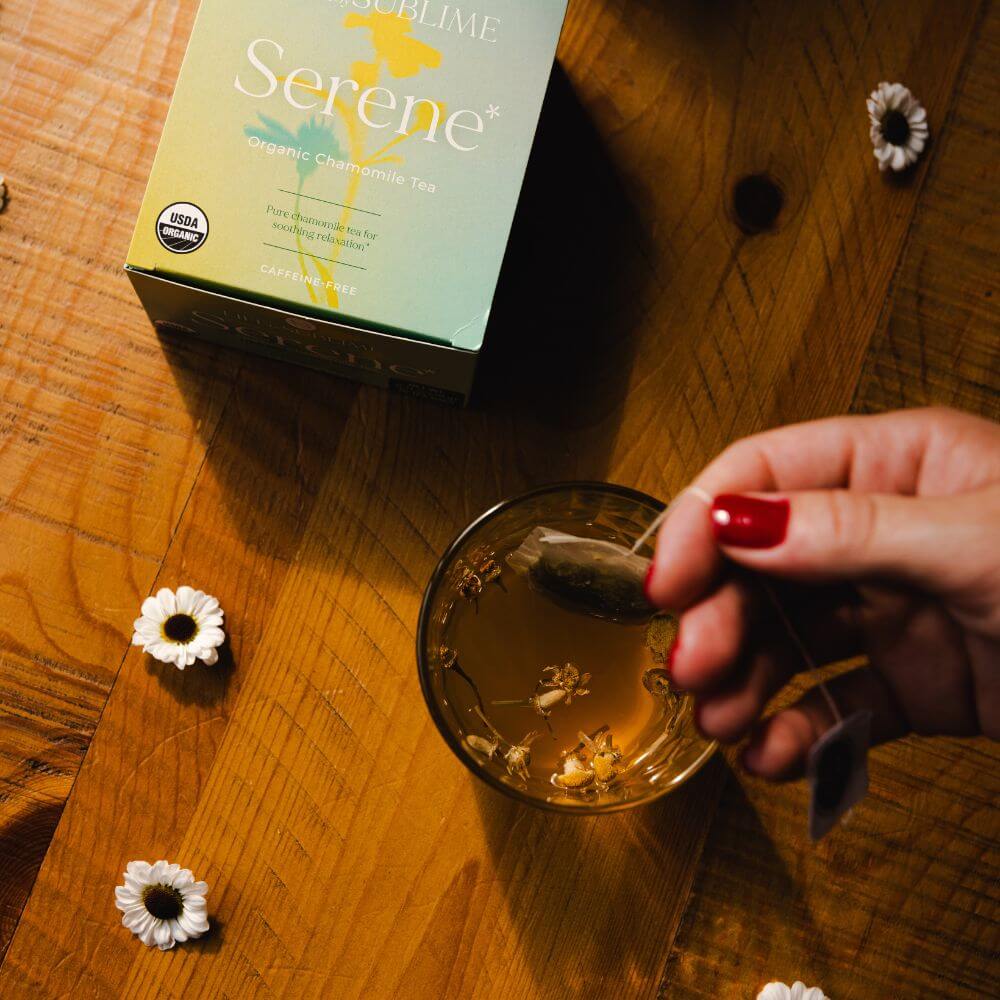hand steeping chamomile tea - Life by Sublime - 1000x1000